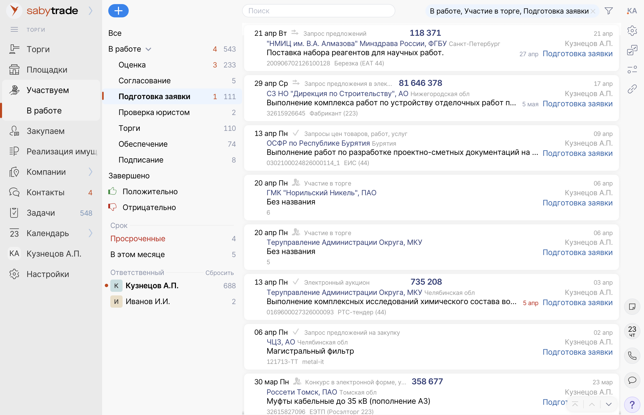Saby Trade — Торги и закупки подбор