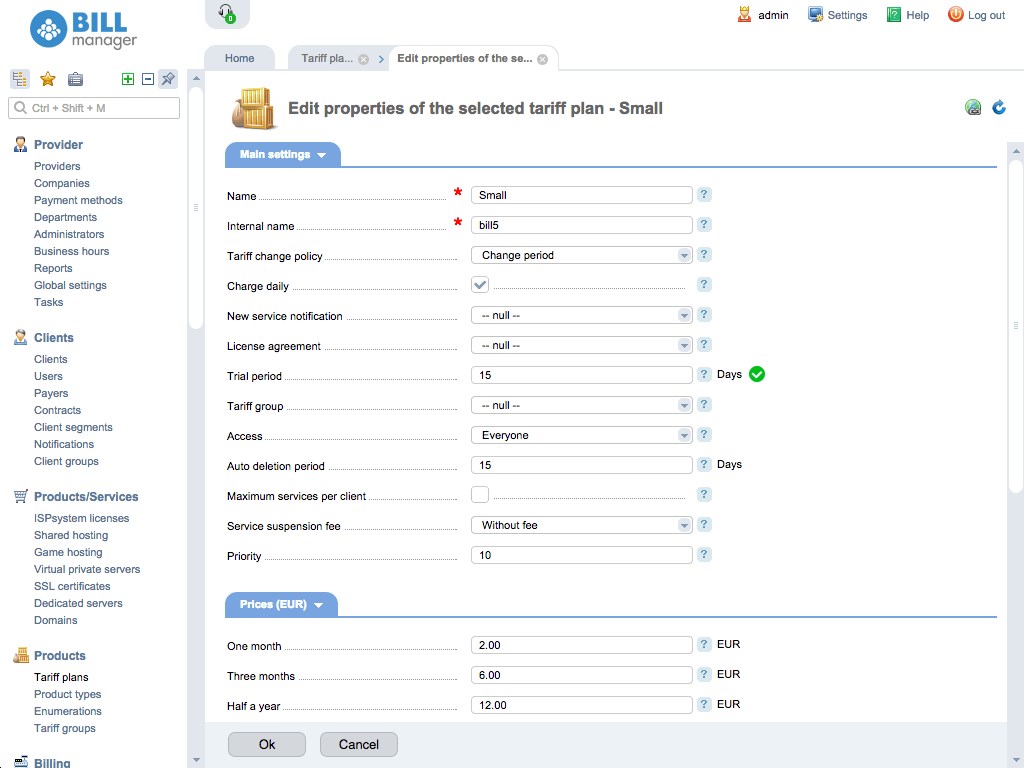 BILLmanager характеристики
