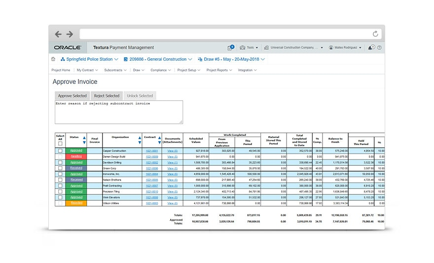Oracle Textura Payment management подбор