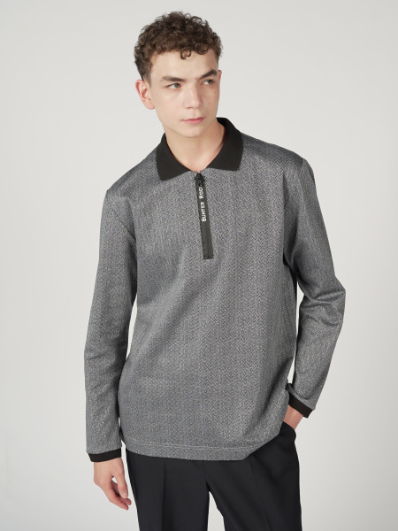 Поло "Серо-синее с шелком"