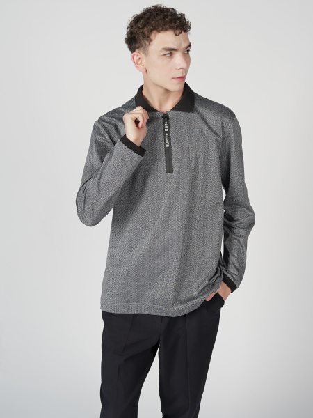 Поло "Серо-синее с шелком"