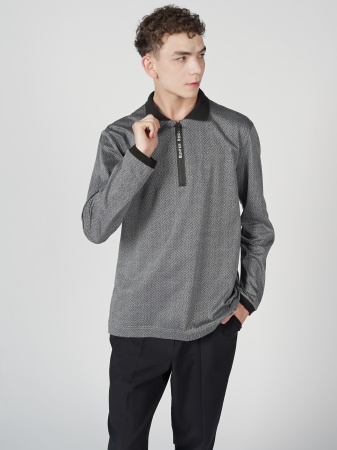 Поло "Серо-синее с шелком"