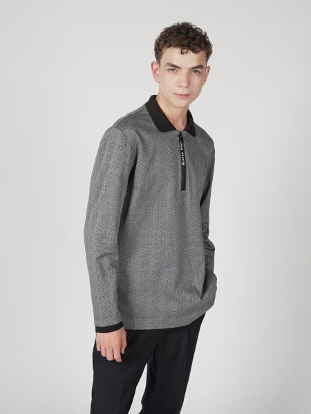 Поло "Серо-синее с шелком"