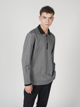 Поло "Серо-синее с шелком"