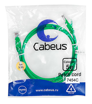 Cabeus PC-UTP-RJ45-Cat.5e-1m-GN-LSZH