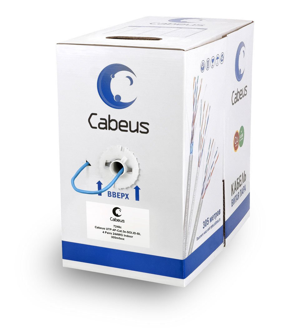 Cabeus UTP-4P-Cat.5e-SOLID-BL
