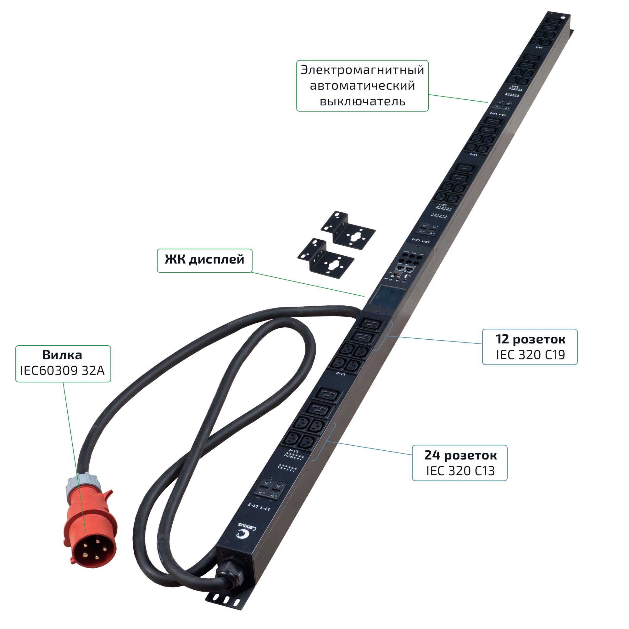 Cabeus SMART-PDU-32-3P-24C13-12C19-I309-CM