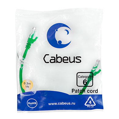 Cabeus PC-UTP-RJ45-Cat.6-0.3m-GN