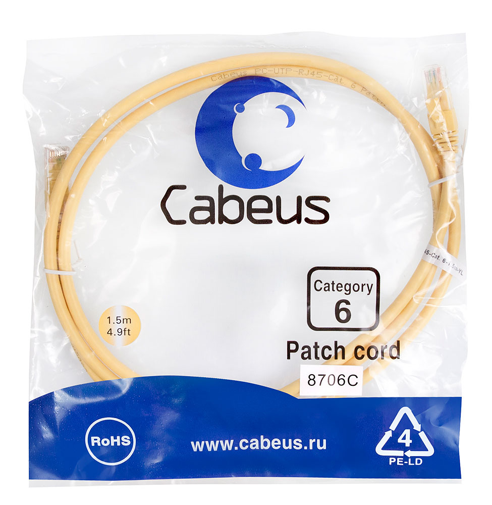 Cabeus PC-UTP-RJ45-Cat.6-1.5m-YL