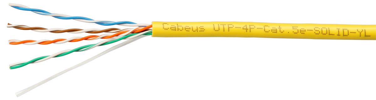 Cabeus UTP-4P-Cat.5e-SOLID-YL-20