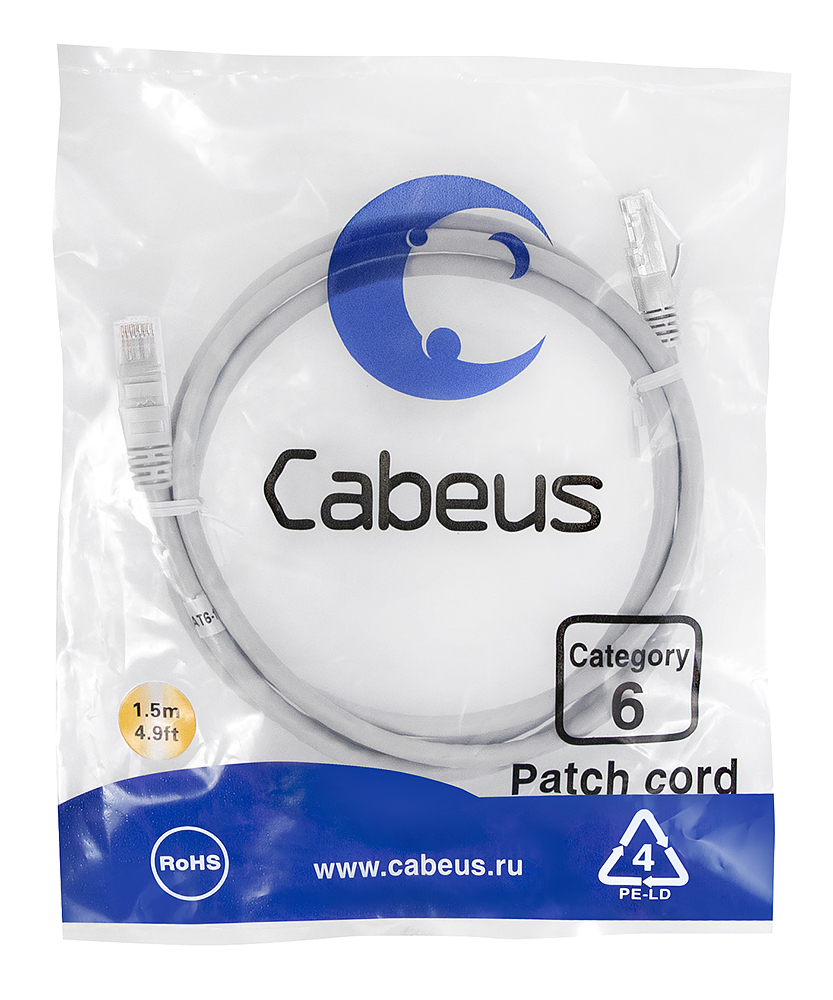 Cabeus PC-UTP-RJ45-Cat.6-1.5m