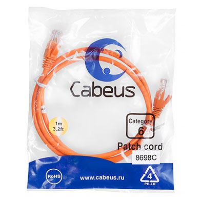 Cabeus PC-UTP-RJ45-Cat.6-1m-OR