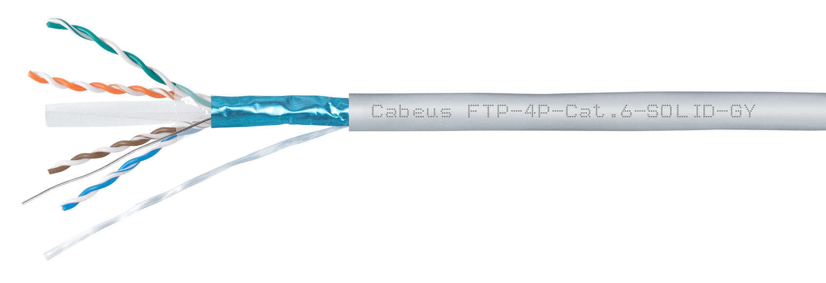 Cabeus FTP-4P-Cat.6-SOLID-GY-100