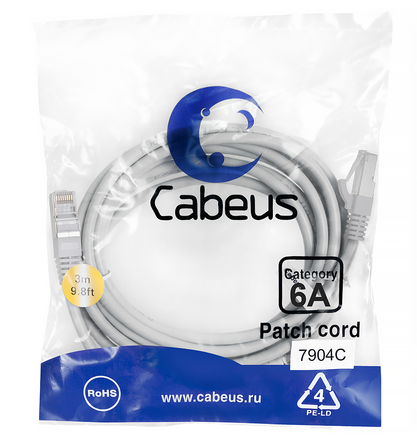 Cabeus PC-SSTP-RJ45-Cat.6a-3m-LSZH