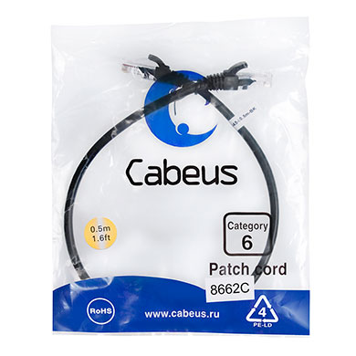Cabeus PC-UTP-RJ45-Cat.6-0.5m-BK