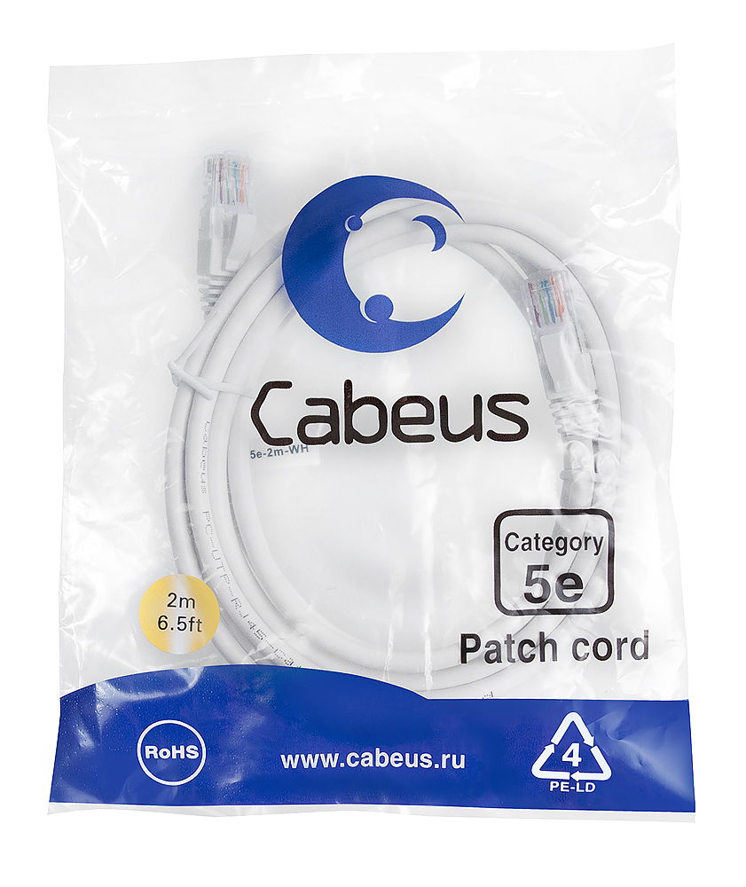 Cabeus PC-UTP-RJ45-Cat.5e-2m-WH-LSZH
