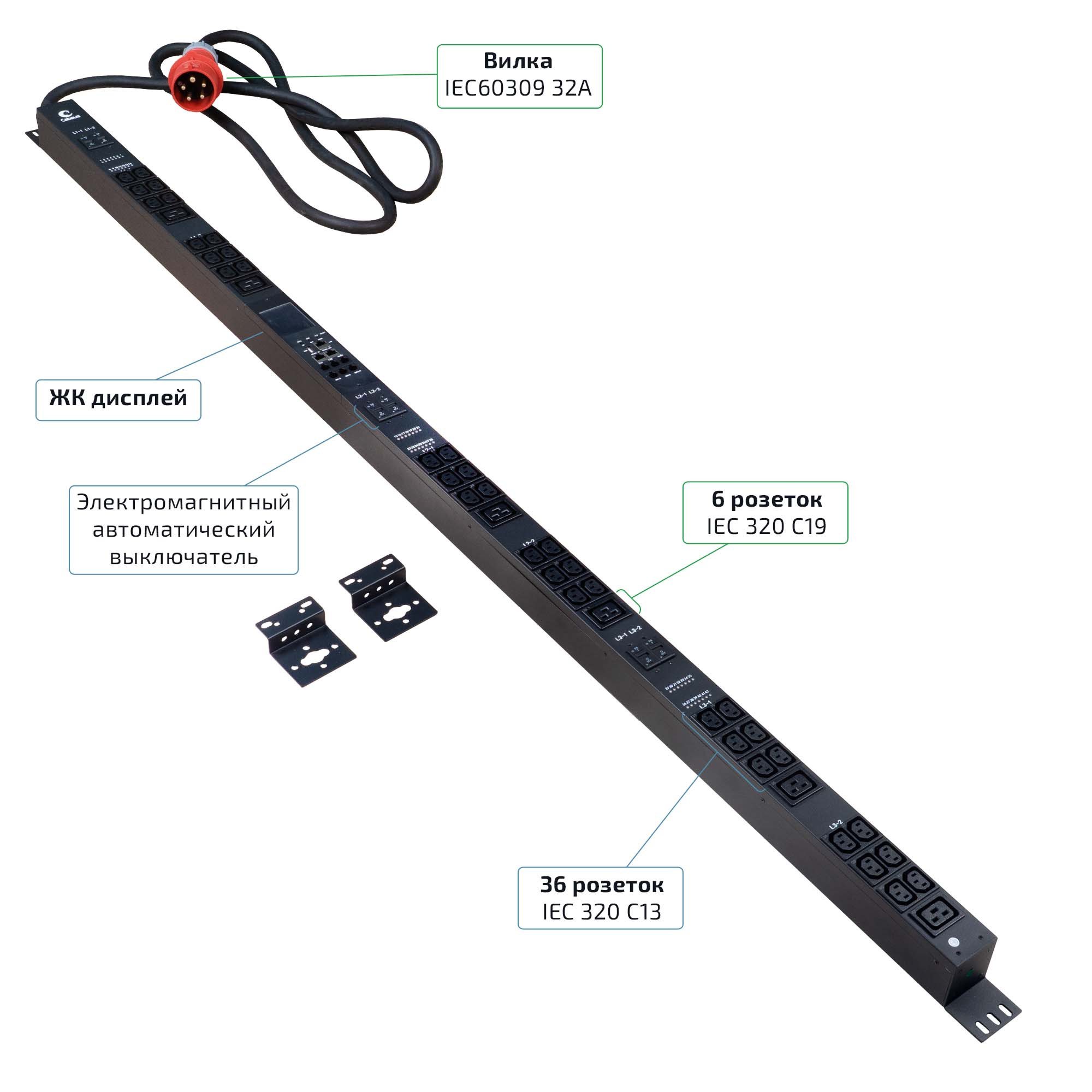 Cabeus SMART-PDU-32-3P-36C13-6C19-I309-CM
