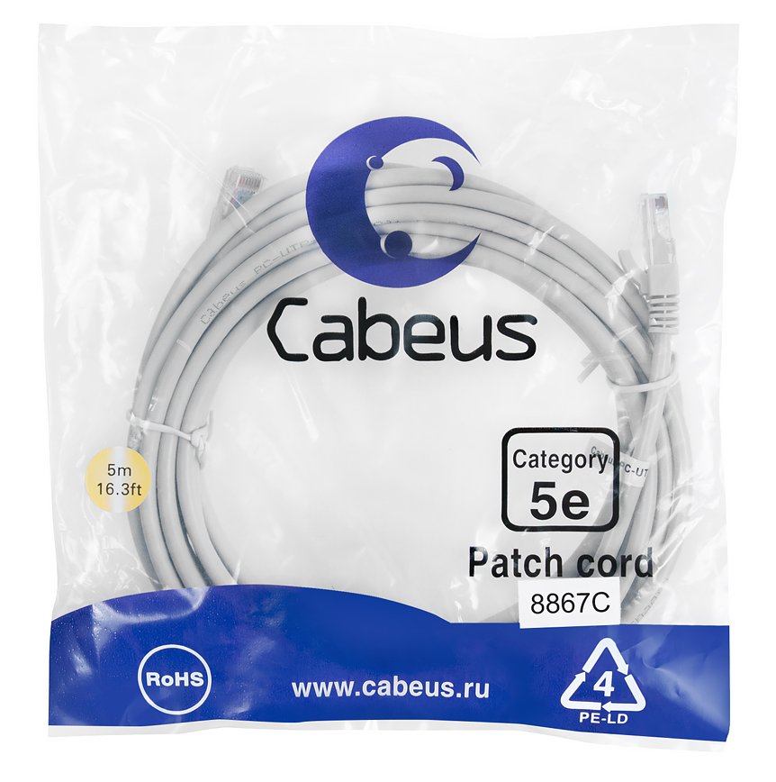 Cabeus PC-UTP-RJ45-Cat.5e-5m-LSZH