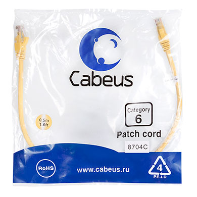 Cabeus PC-UTP-RJ45-Cat.6-0.5m-YL