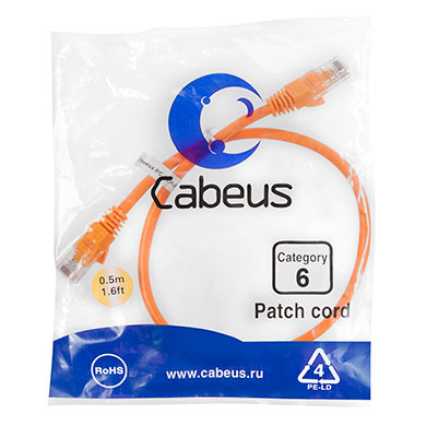 Cabeus PC-UTP-RJ45-Cat.6-0.5m-OR