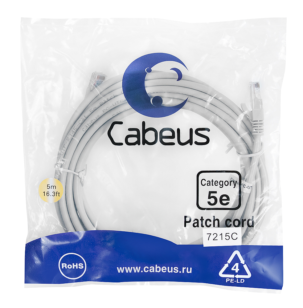 Cabeus PC-UTP-RJ45-Cat.5e-5m