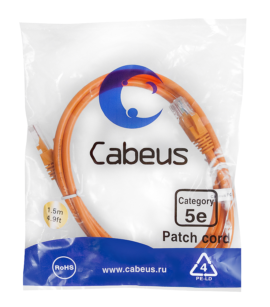 Cabeus PC-UTP-RJ45-Cat.6-1.5m-OR