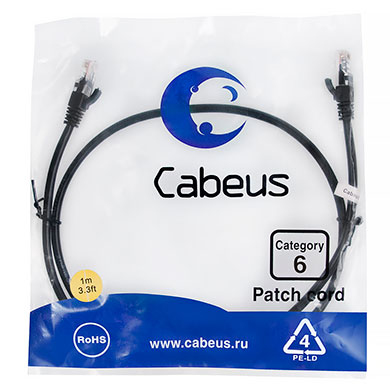 Cabeus PC-UTP-RJ45-Cat.6-1m-BK