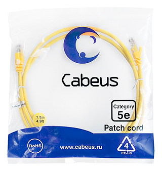 Cabeus PC-UTP-RJ45-Cat.5e-1.5m-YL