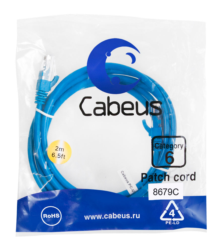 Cabeus PC-UTP-RJ45-Cat.6-2m-BL