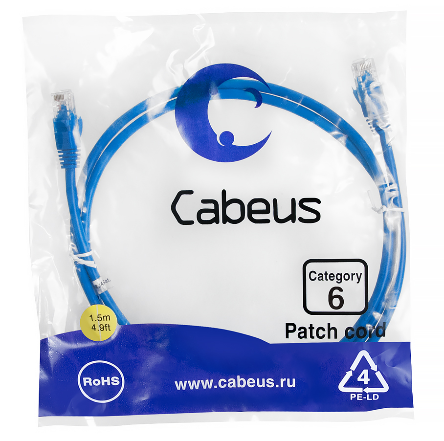 Cabeus PC-UTP-RJ45-Cat.6-1.5m-BL