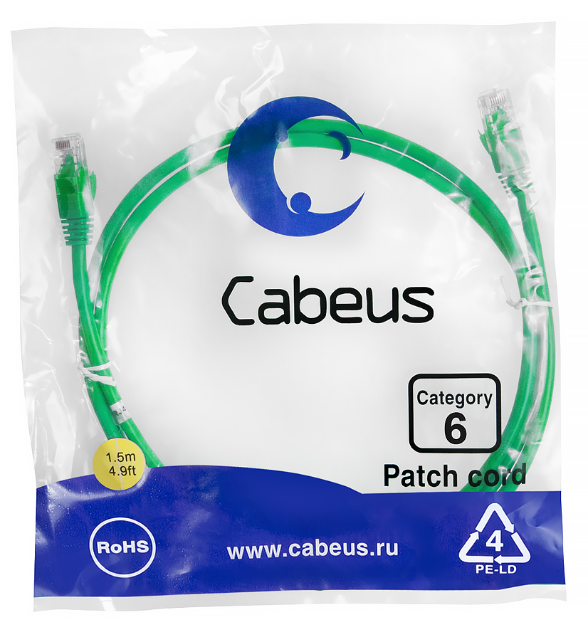 Cabeus PC-UTP-RJ45-Cat.6-1.5m-GN