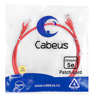 Cabeus PC-UTP-RJ45-Cat.5e-1m-RD