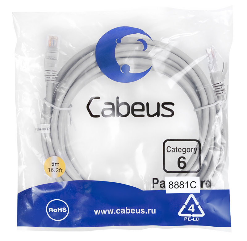 Cabeus PC-UTP-RJ45-Cat.6-5m-LSZH