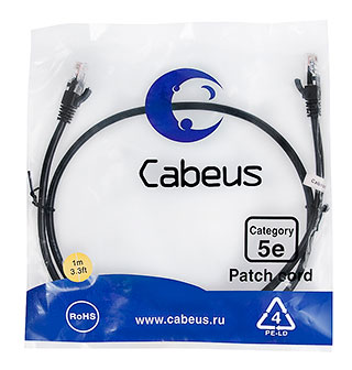 Cabeus PC-UTP-RJ45-Cat.5e-1m-BK-LSZH
