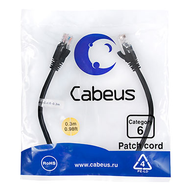 Cabeus PC-UTP-RJ45-Cat.6-0.3m-BK