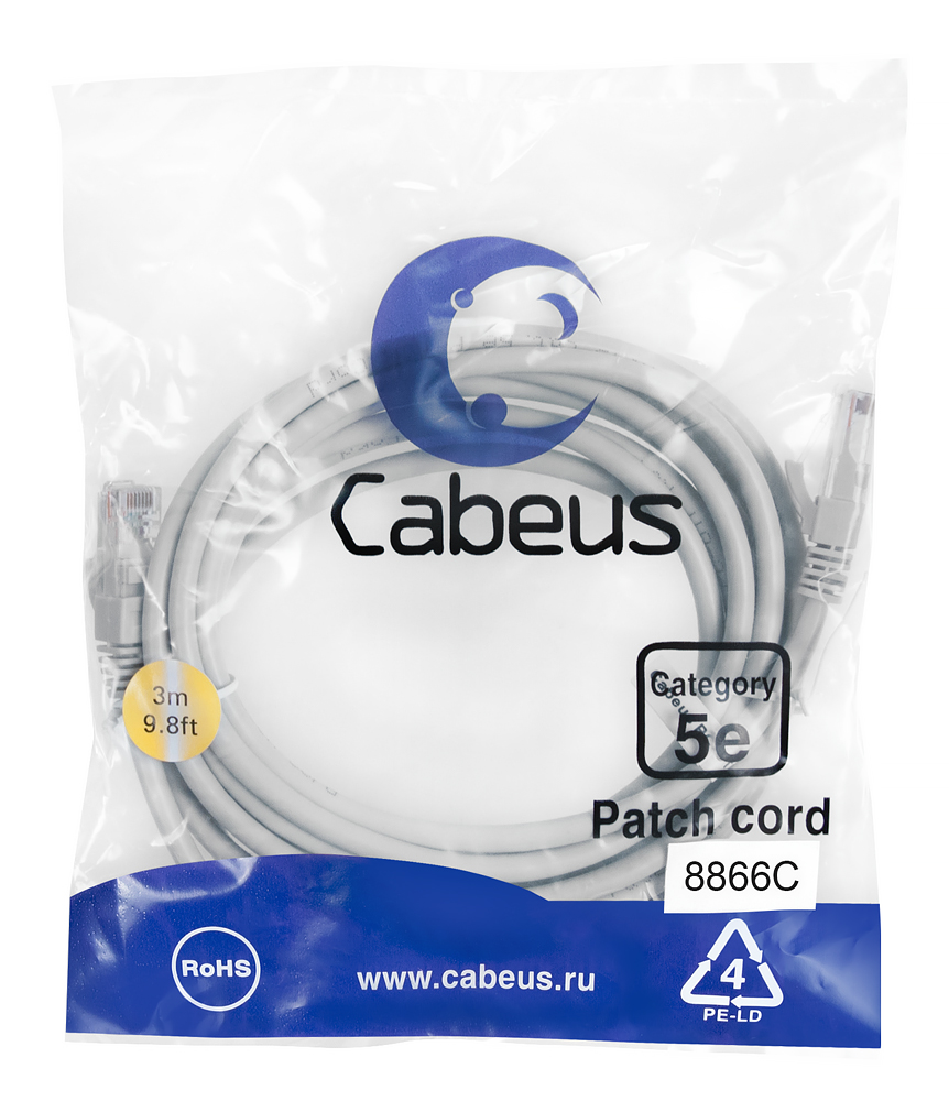 Cabeus PC-UTP-RJ45-Cat.5e-3m-LSZH