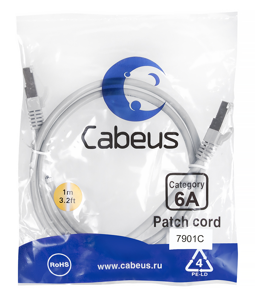 Cabeus PC-SSTP-RJ45-Cat.6a-1m-LSZH