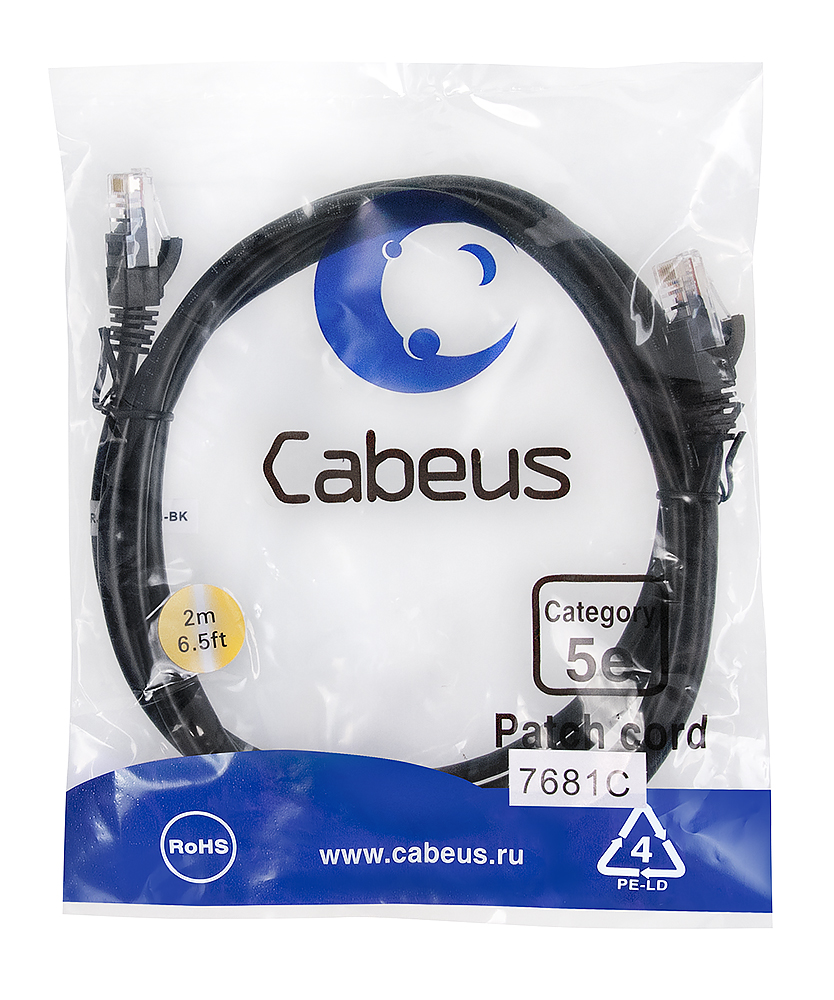 Cabeus PC-UTP-RJ45-Cat.5e-2m-BK-LSZH