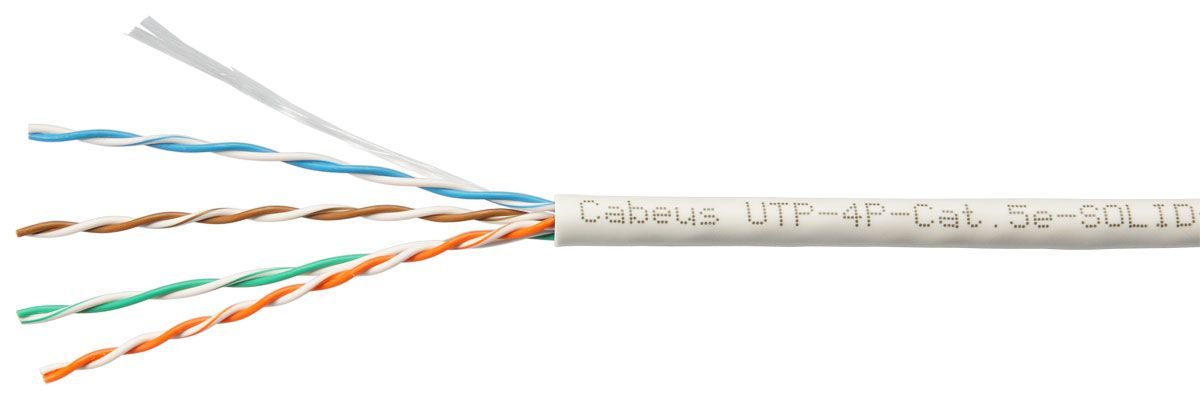 Cabeus UTP-4P-Cat.5e-SOLID-GY-LIGHT-100