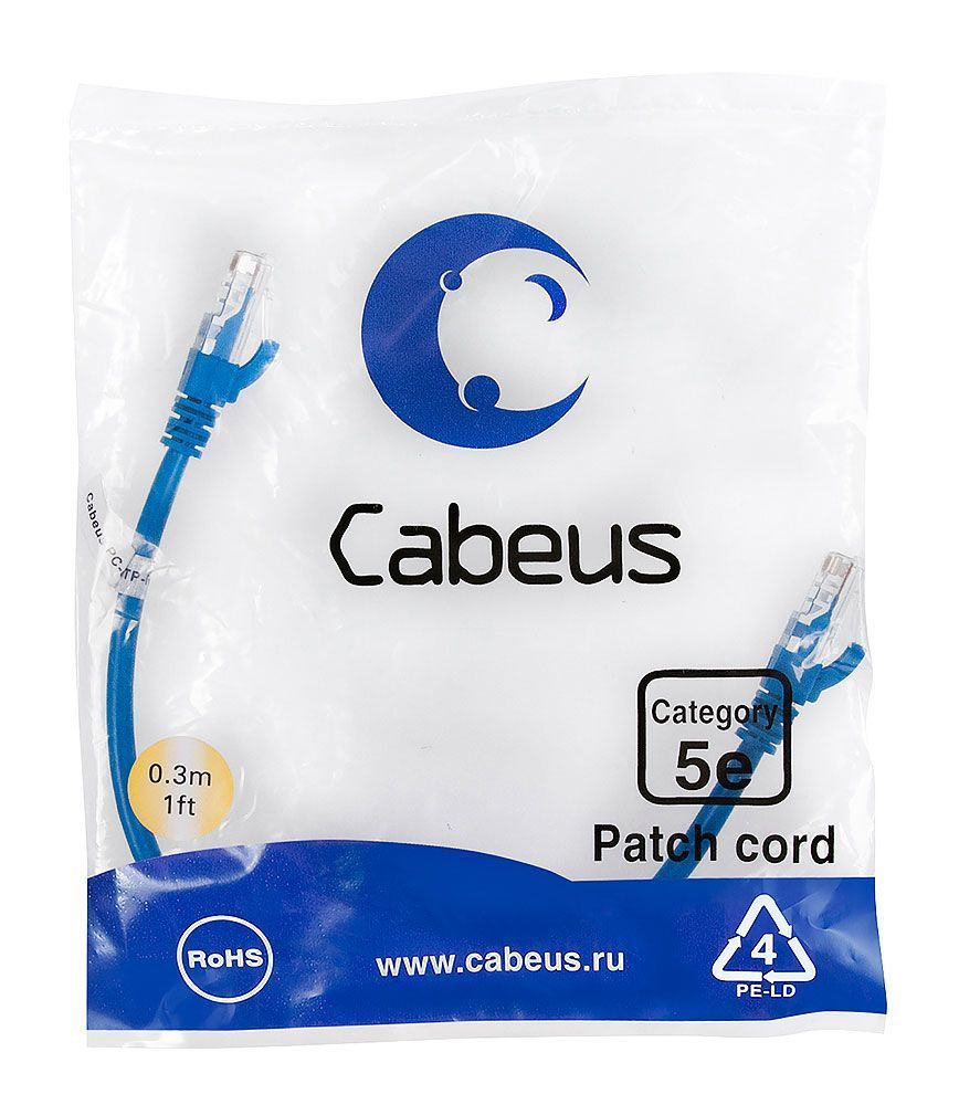 Cabeus PC-UTP-RJ45-Cat.5e-0.3m-BL