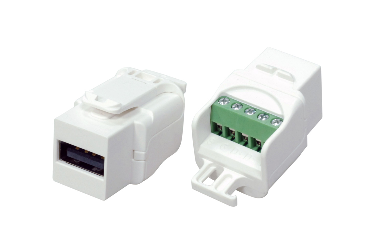 Hyperline KJ1-USB-A2-SCRW-WH