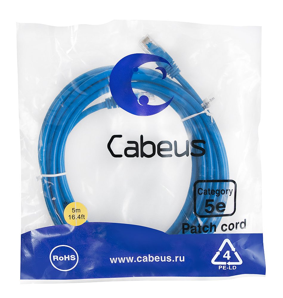 Cabeus PC-UTP-RJ45-Cat.5e-5m-BL-LSZH
