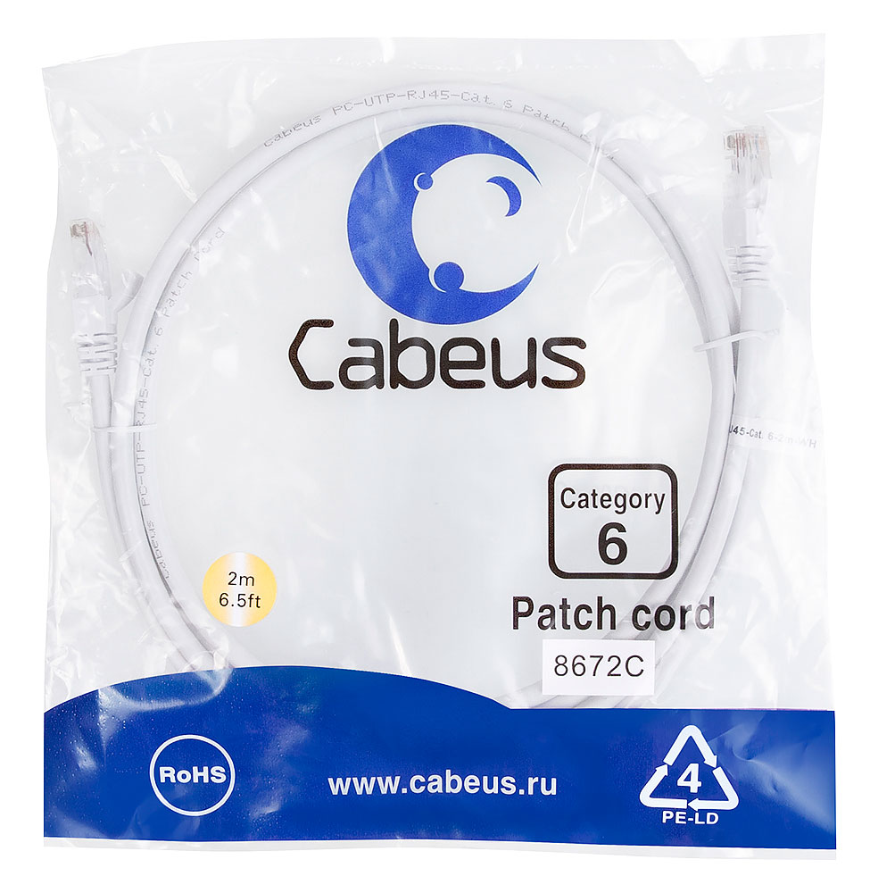 Cabeus PC-UTP-RJ45-Cat.6-3m-WH