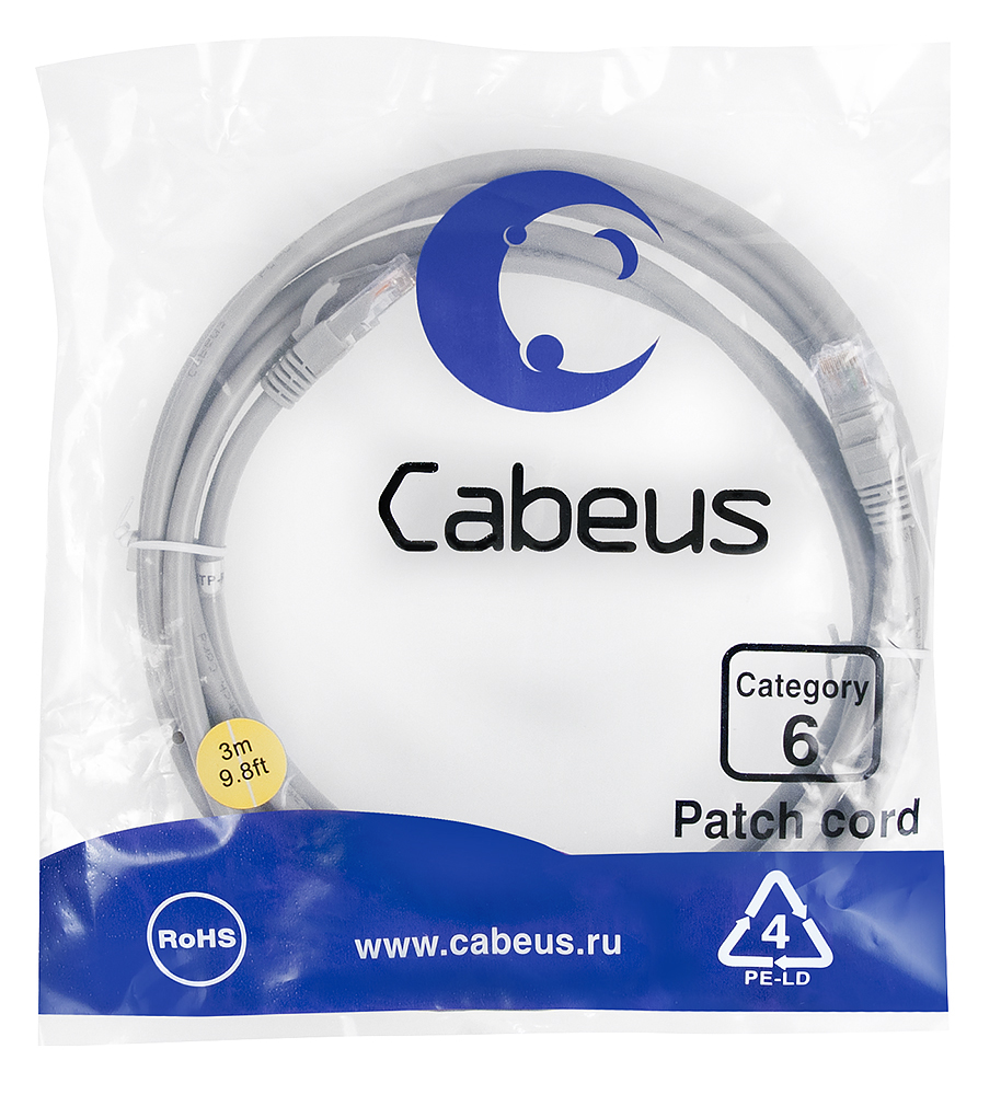 Cabeus PC-UTP-RJ45-Cat.6-3m