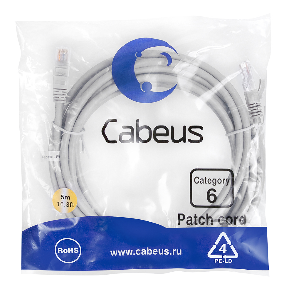 Cabeus PC-UTP-RJ45-Cat.6-5m