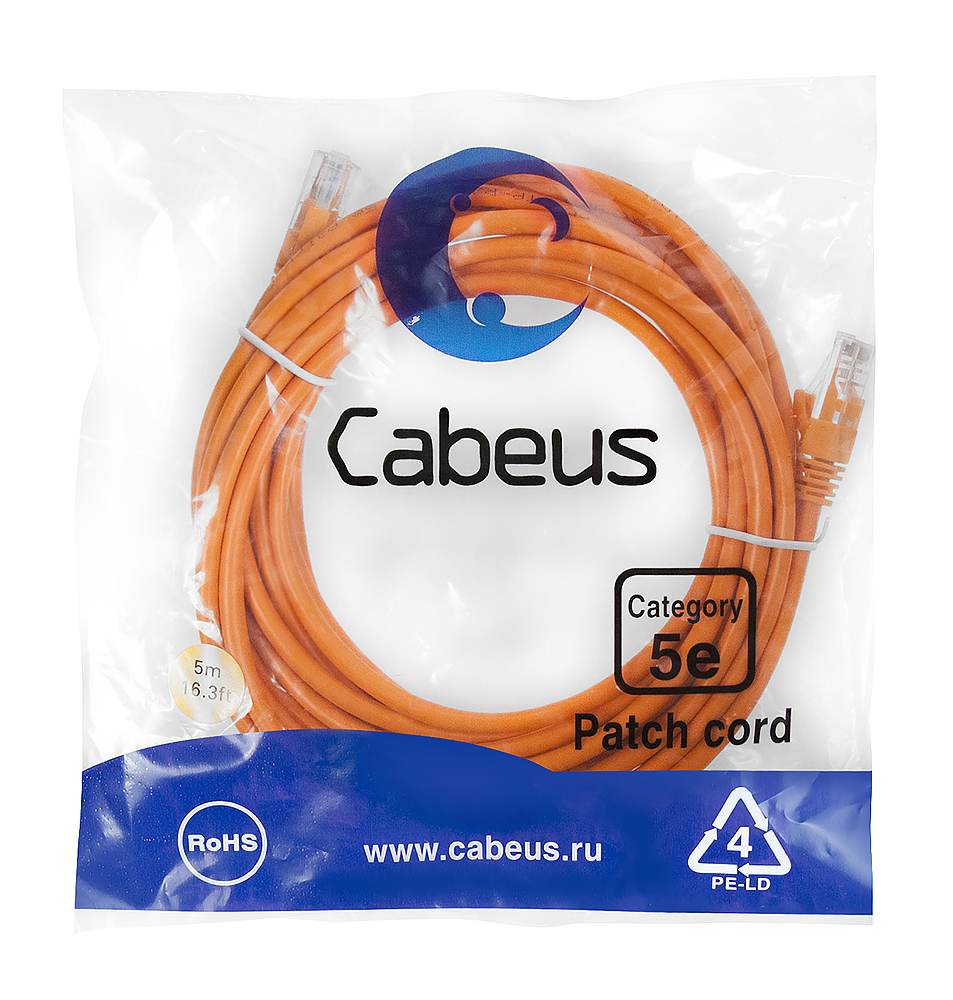 Cabeus PC-UTP-RJ45-Cat.5e-5m-OR