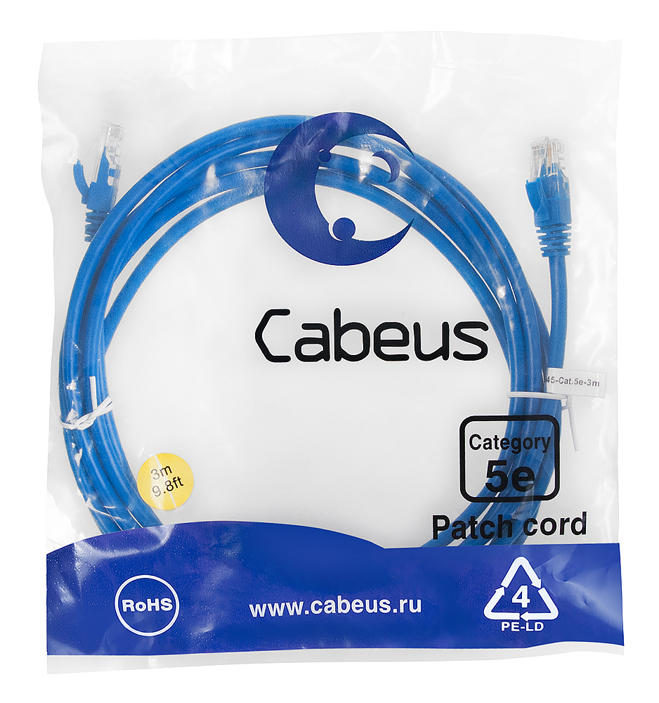 Cabeus PC-UTP-RJ45-Cat.5e-3m-BL-LSZH