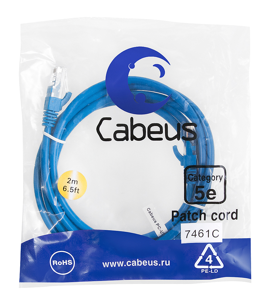 Cabeus PC-UTP-RJ45-Cat.5e-2m-BL