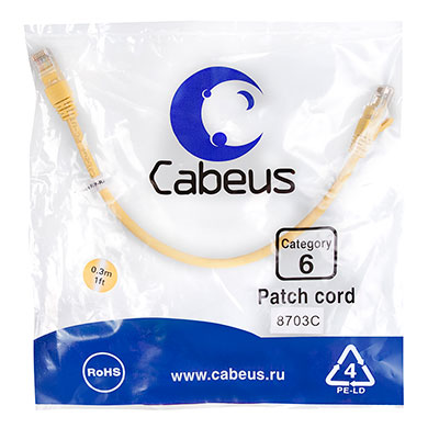 Cabeus PC-UTP-RJ45-Cat.6-0.3m-YL