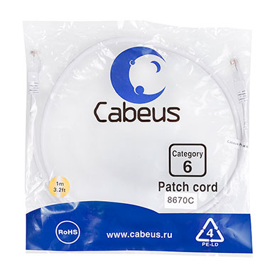 Cabeus PC-UTP-RJ45-Cat.6-1m-WH
